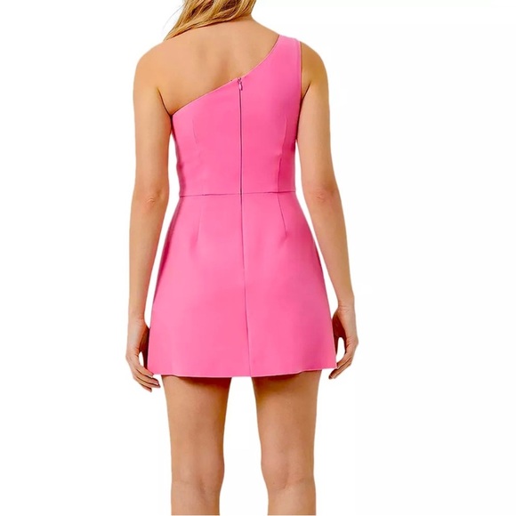 NWT FRENCH CONNECTION Whisper One Shoulder Mini Dress Morning Glory Barbie Sz 6 - Picture 2 of 14